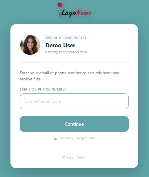 Pro portal — fully branded with custom logo and accent color